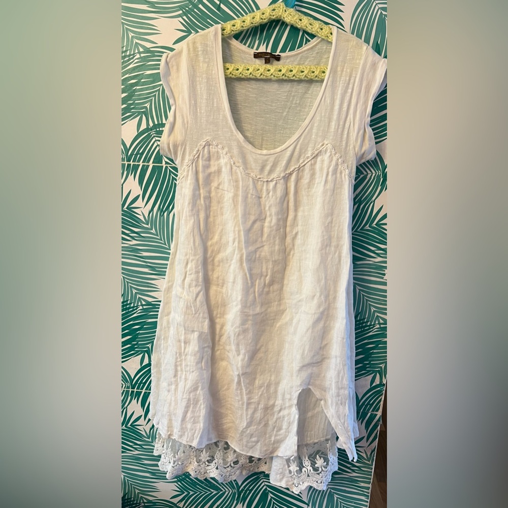 Piazza Roma Linen and Lace Baby Doll Dress